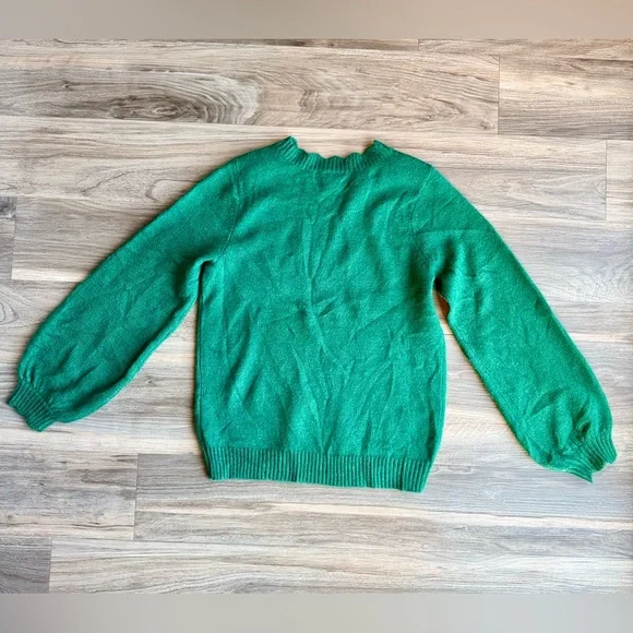 Classic Casual PS Crewneck Sweater Embellished Shoulder Knit Green - Picture 10 of 10
